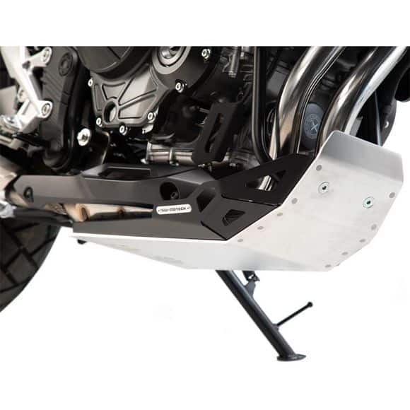 Présentation du sabot SW Motech pour la moto Honda NX500 en version aluminium argent et noir